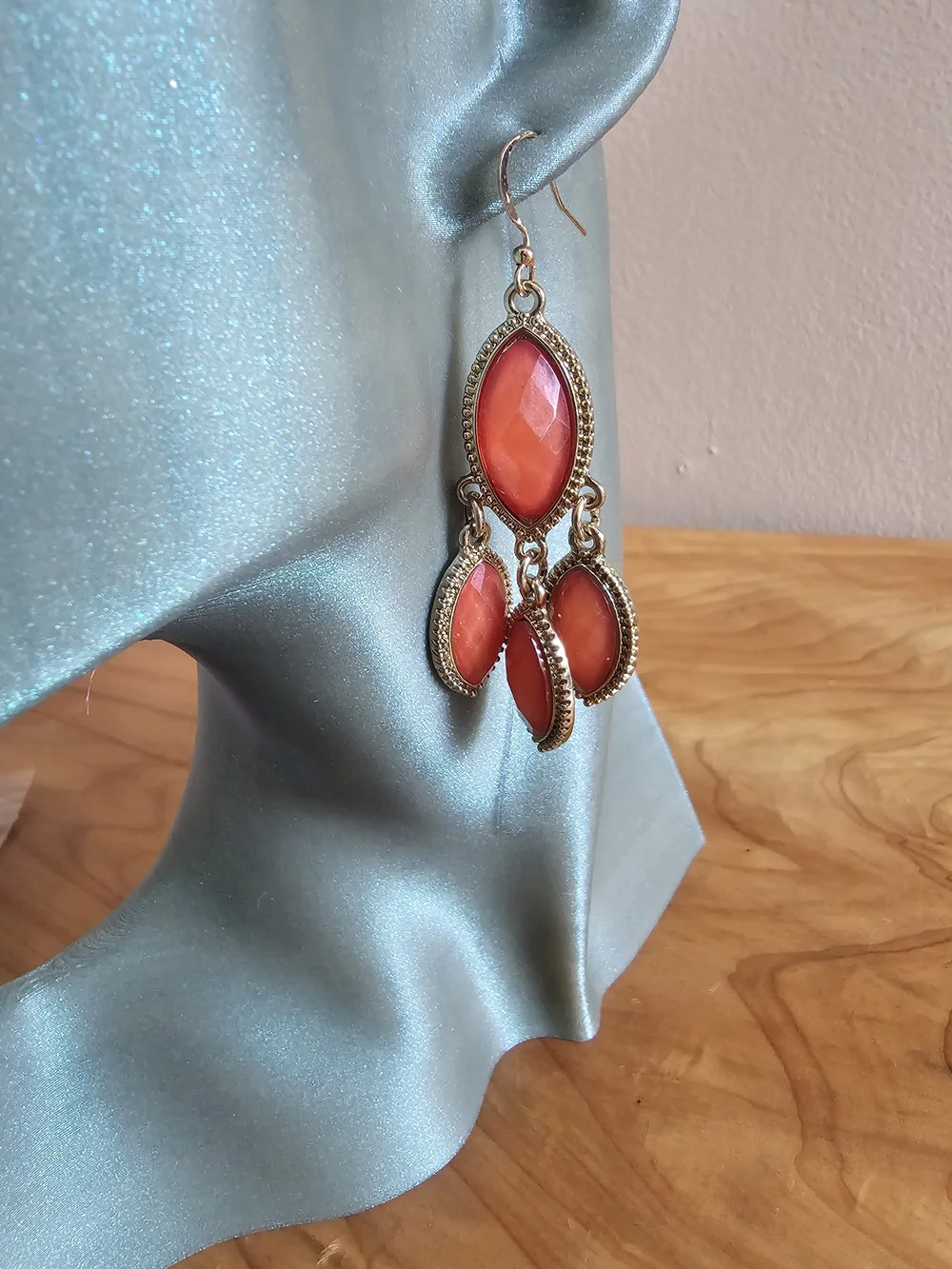 Gold-Tone Orange Gemstone Chandelier Earrings
